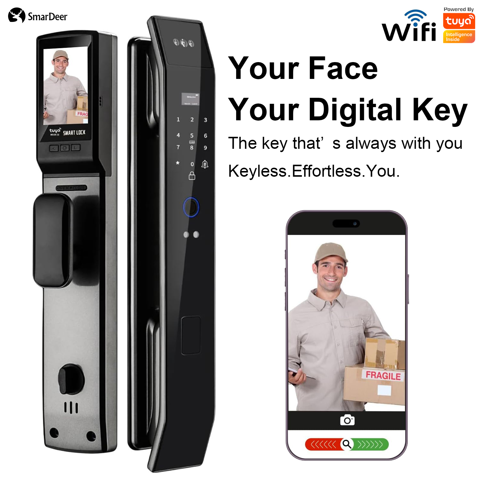 Smart Home Video Doorbell - SmaerDeer Smart lock with Camera 3D