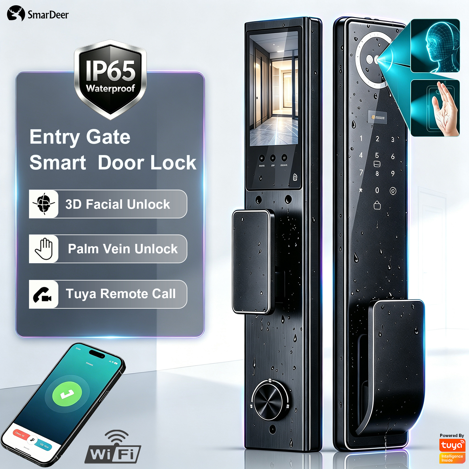 Smart Home Video Doorbell - 3D Face & Palm Vein Smart