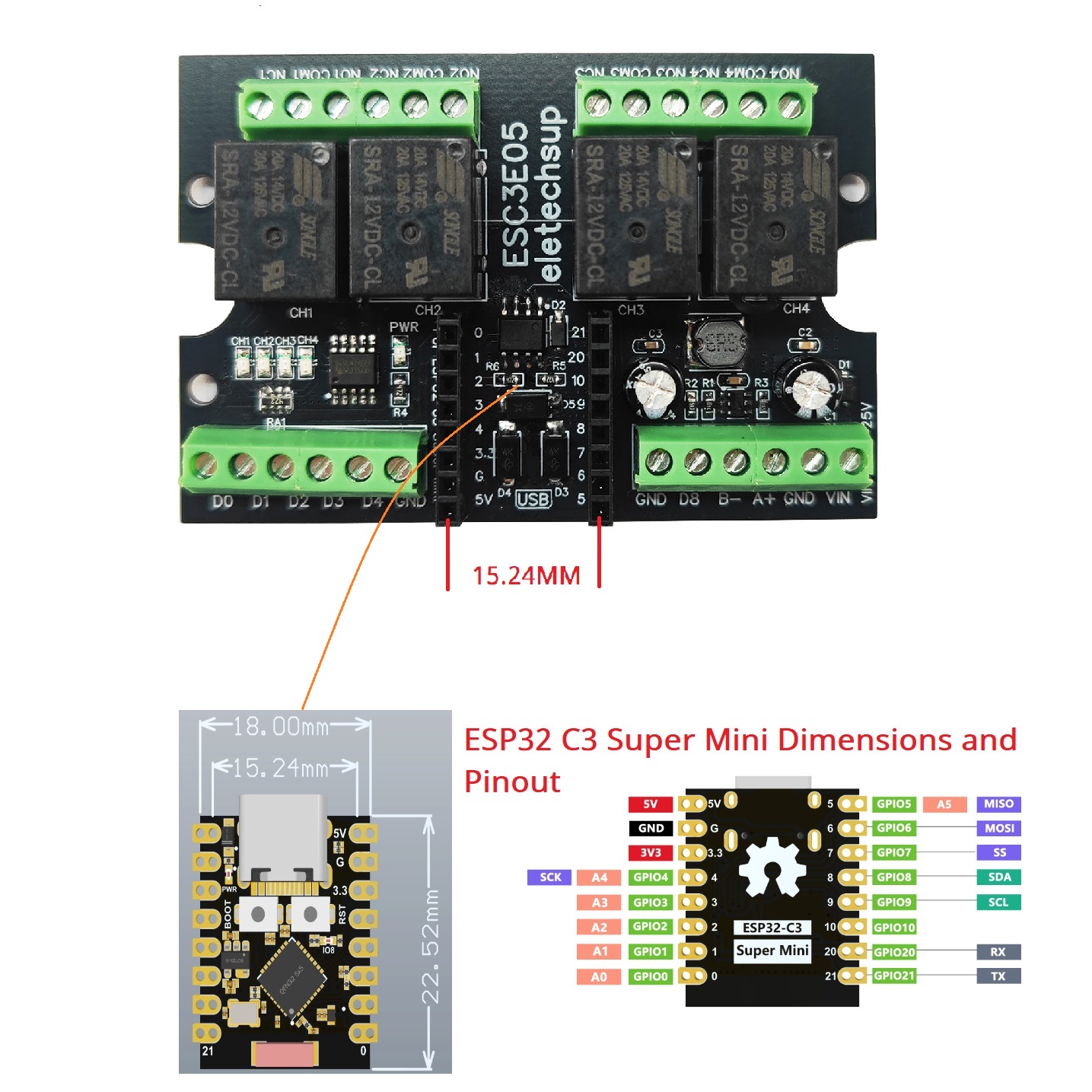 ESC3B04 ESP32-C3 Industrial Re - Smart Home With Plc reseña y precio