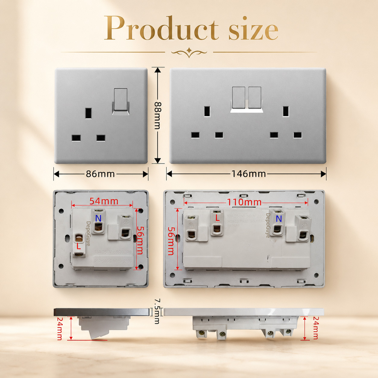 Ultra-Thin UK Power Socket 13A - Smart Wall Socket reseña y precio