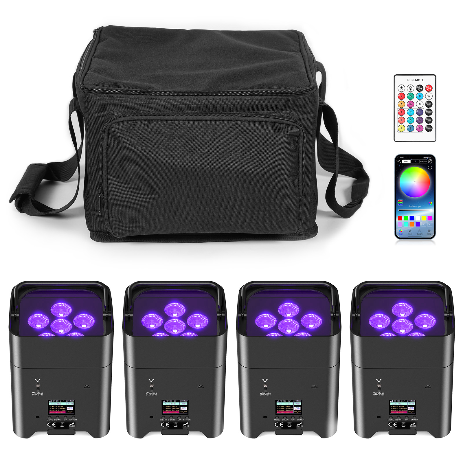 U'King 4PCS 6x18W 6IN1 RGBAW+U - Wifi Led Dimmer reseña y precio