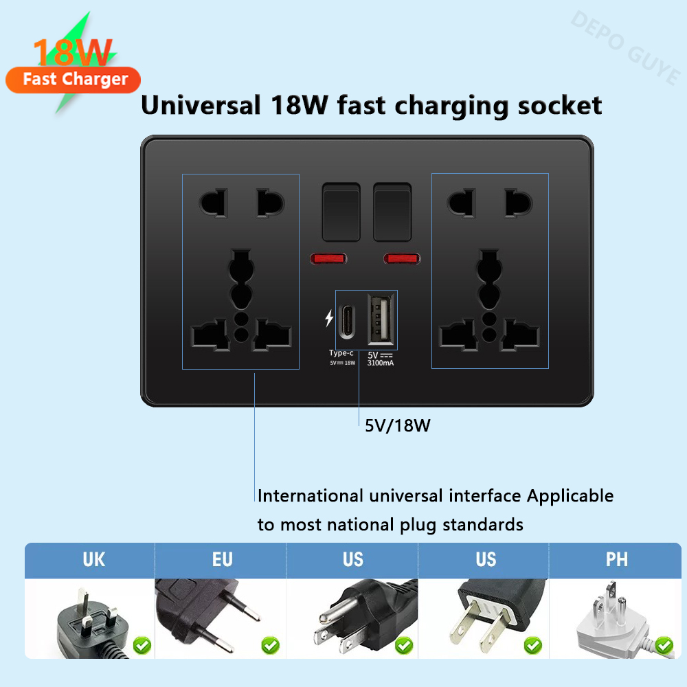 Universal Black USB Type-C 18W - Smart Wall Socket reseña y precio