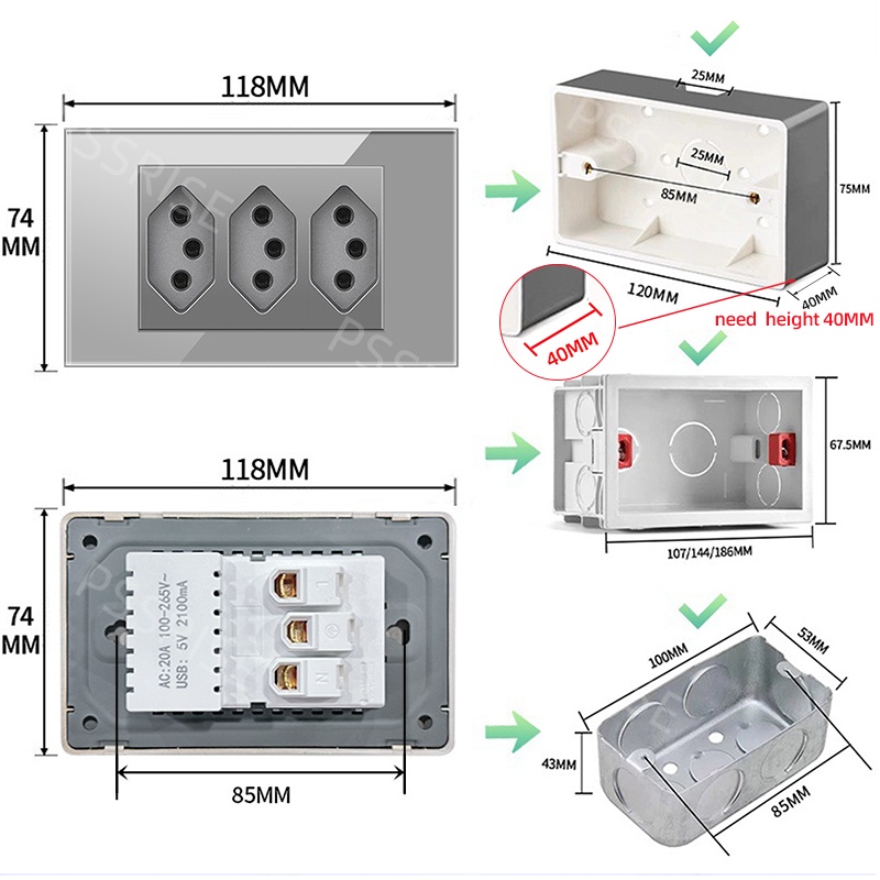 PSSRISE Grey Glass Full-paddle - Smart Wall Socket reseña y precio