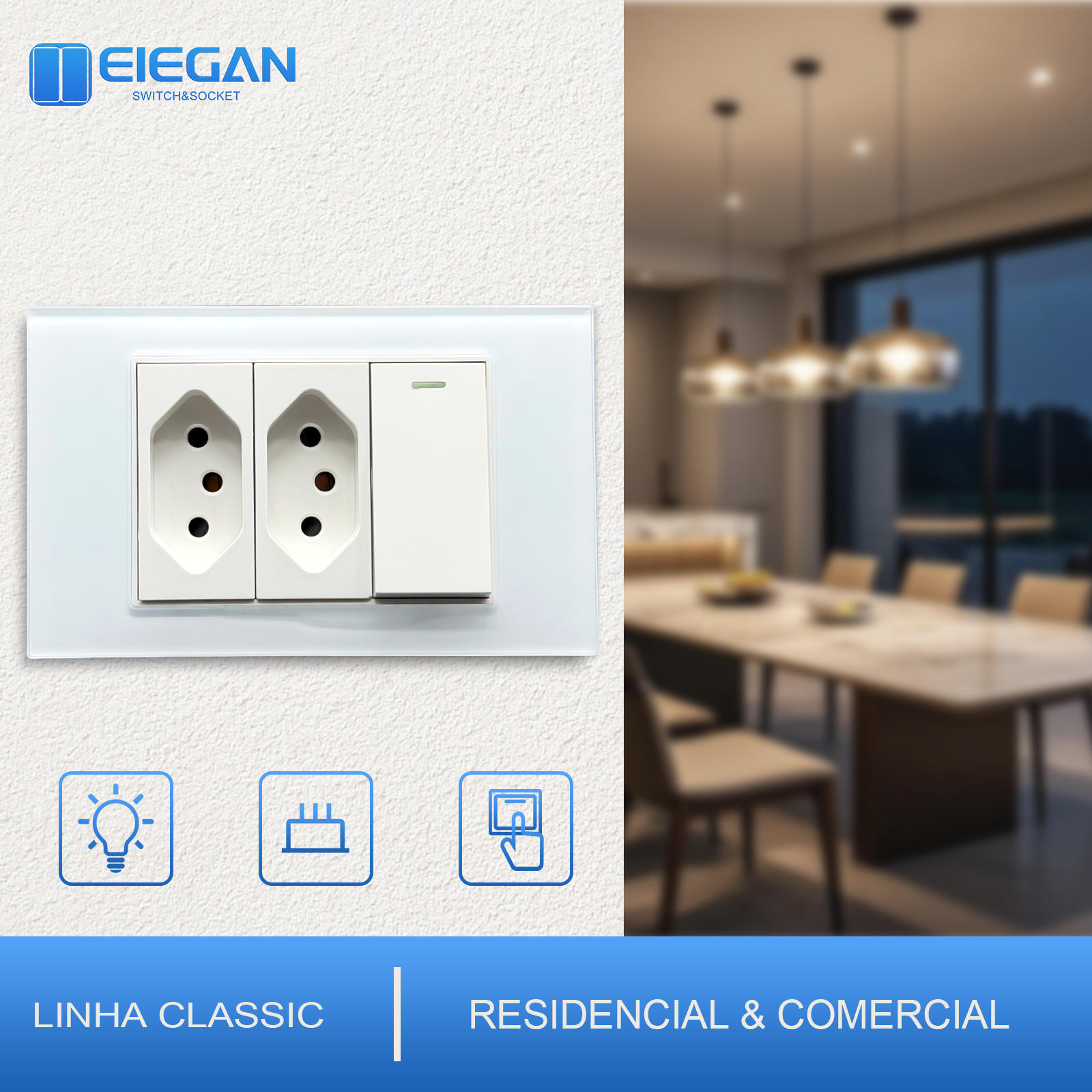 ELEGAN 118mm White Brazil Temp - Smart Wall Socket reseña y precio