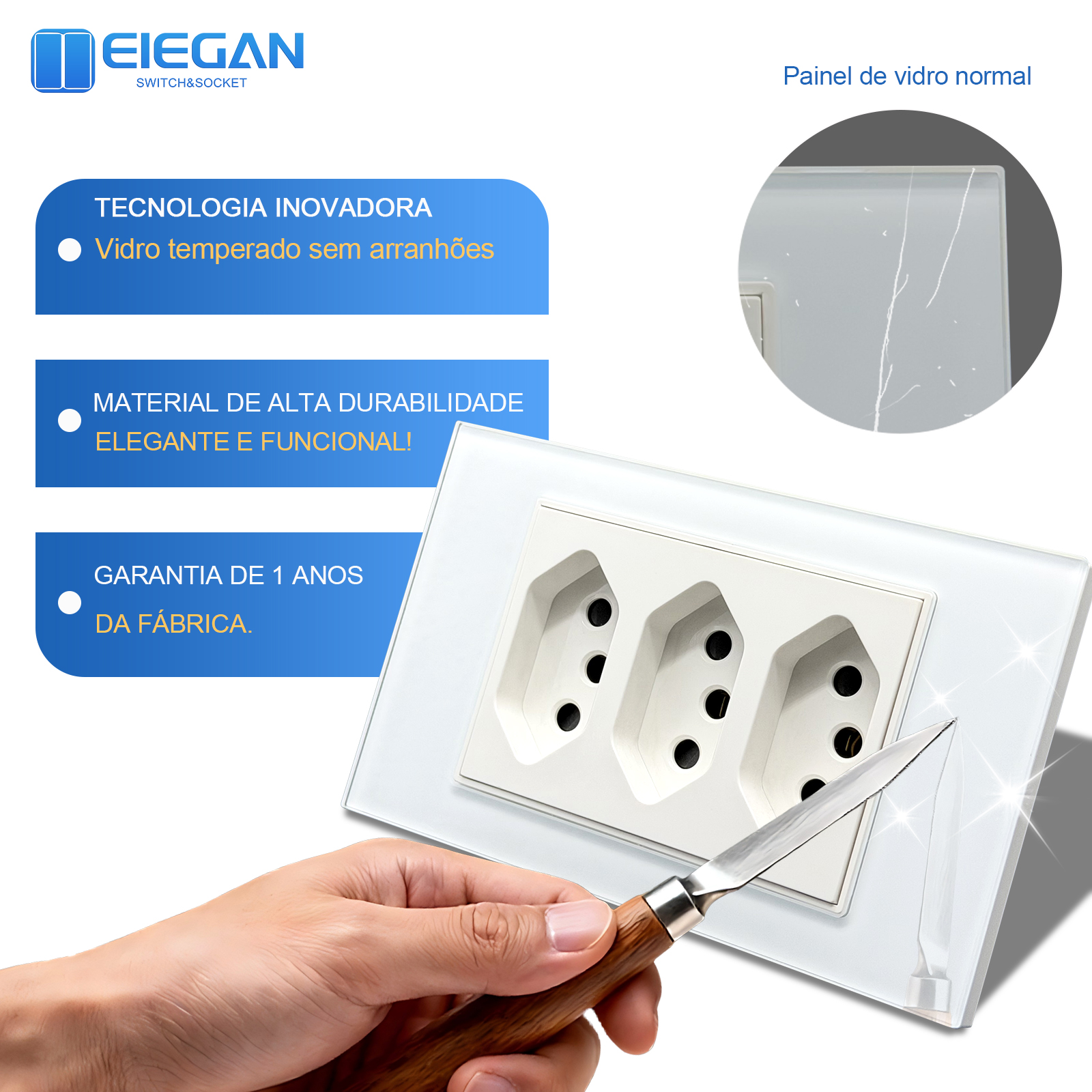 ELEGAN 118mm White Brazil Temp - Smart Wall Socket reseña y precio