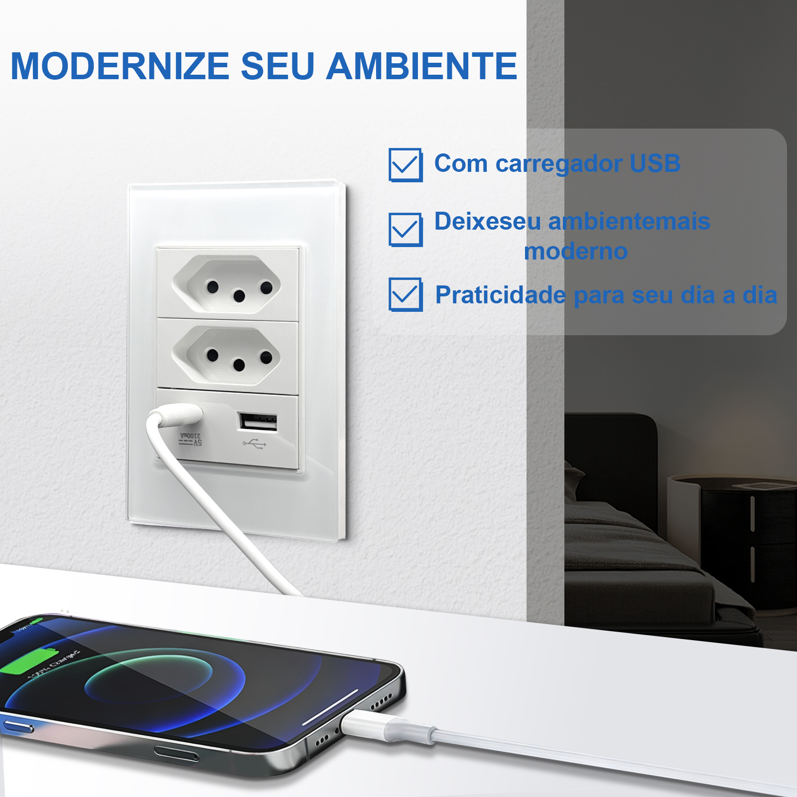 ELEGAN 118mm White Brazil Temp - Smart Wall Socket reseña y precio