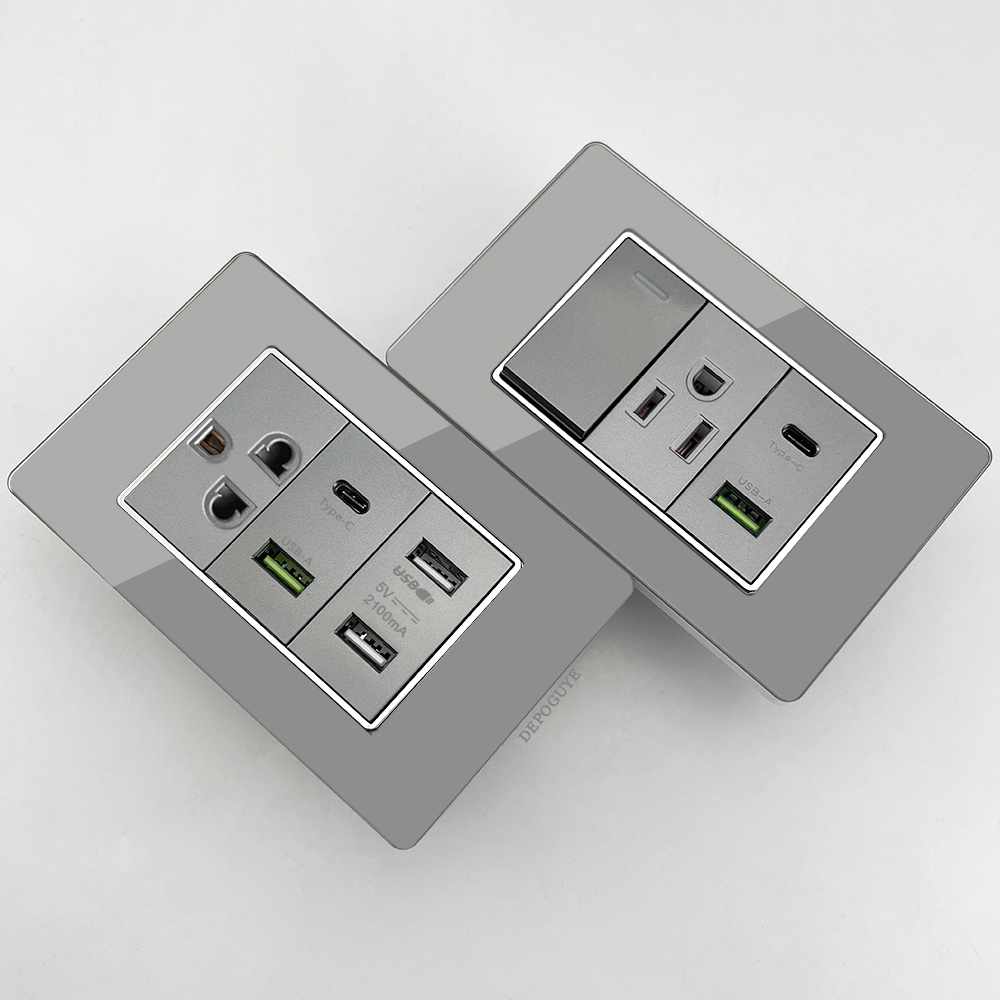 Grey Tempered Glass American U - Smart Wall Socket reseña y precio
