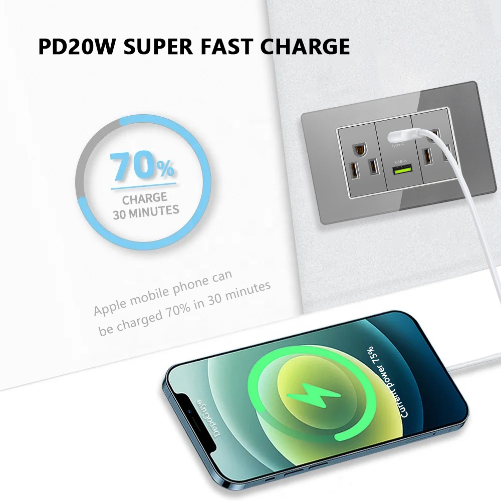 Grey Tempered Glass American U - Smart Wall Socket reseña y precio