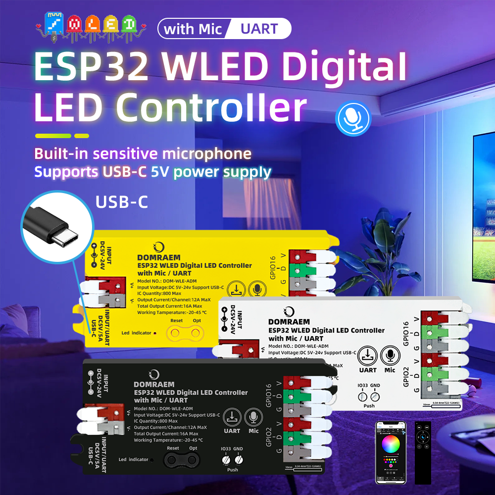 DOMRAEM ESP32 WLED USB-C Addre - Wifi Led Dimmer reseña y precio