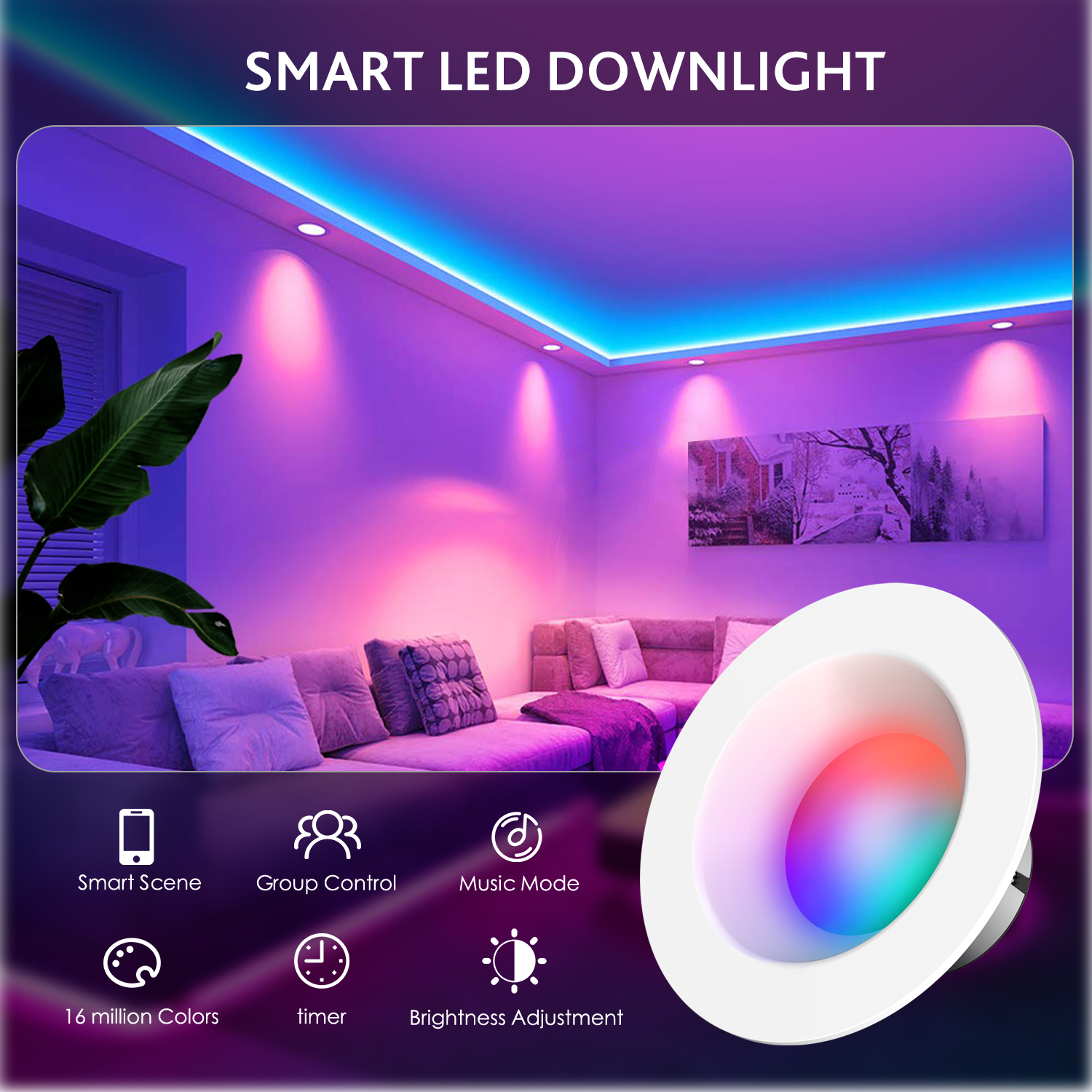 WIFI 5W LED Downlight 85-265V  - Wifi Led Dimmer reseña y precio