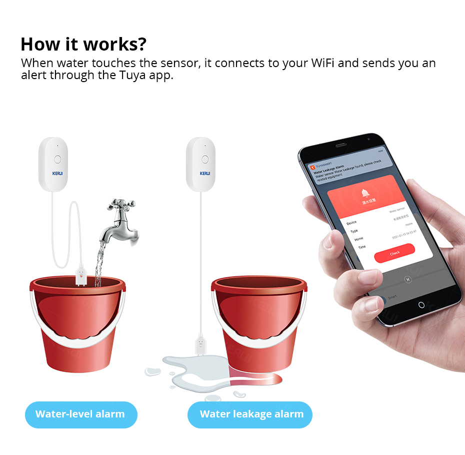 KERUI Smart  WiFi Water Sensor - Smart Home News reseña y precio