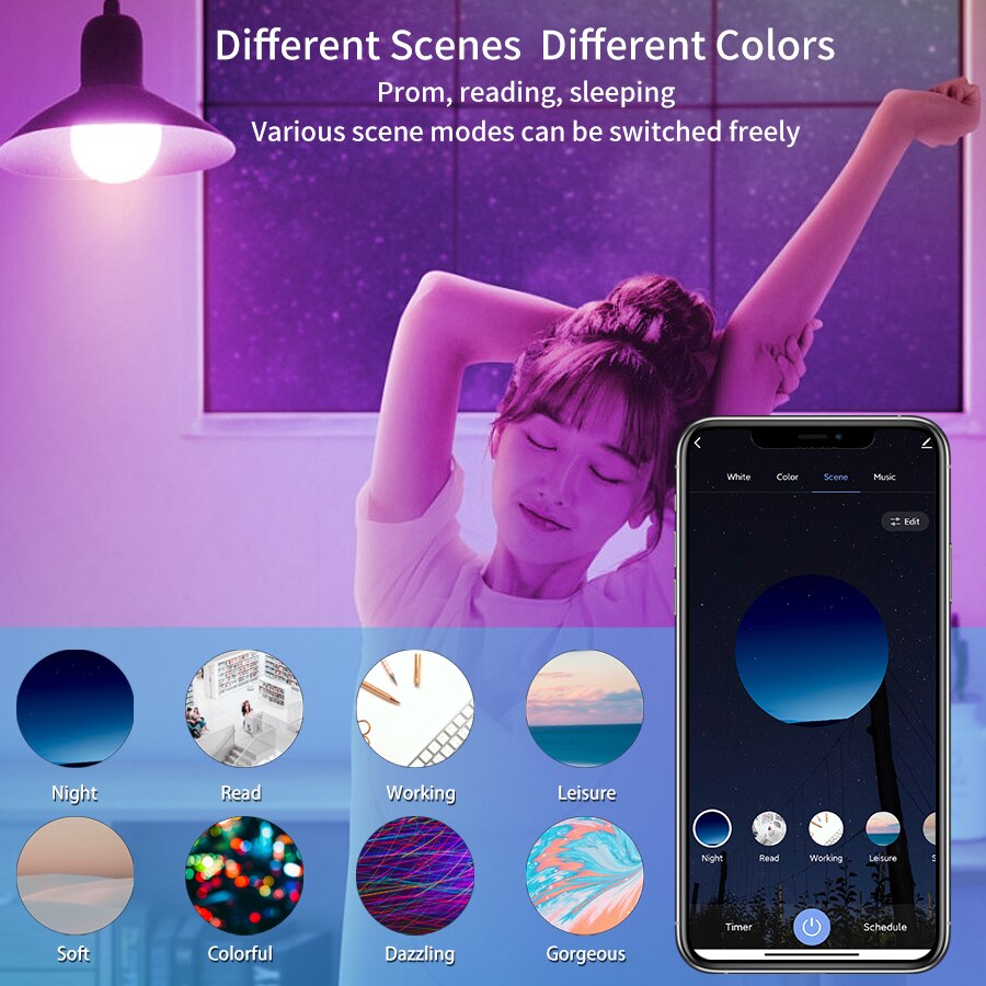 E27 WiFi Smart LED Bulb RGBCW  - Wifi Led Dimmer reseña y precio