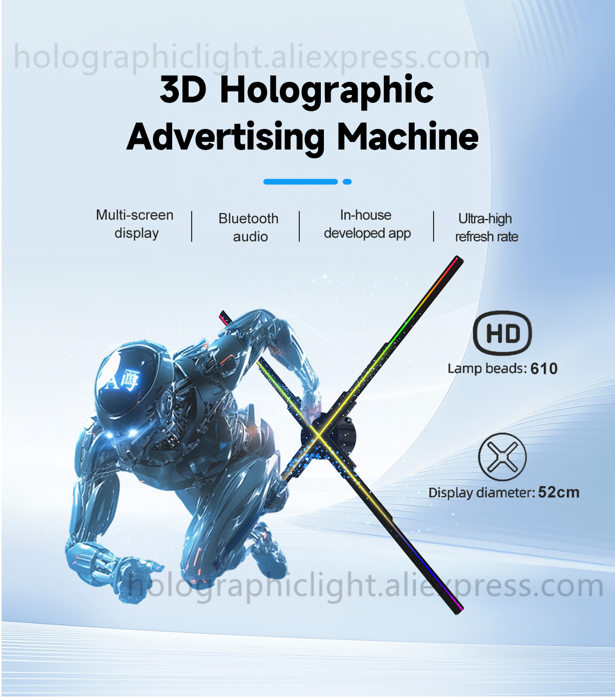 Newest P52 3D Hologram Fan 614 - Wifi Led Dimmer reseña y precio