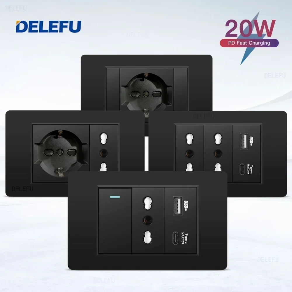 DELEFU Black Retardant PC Ital - Smart Wall Socket reseña y precio