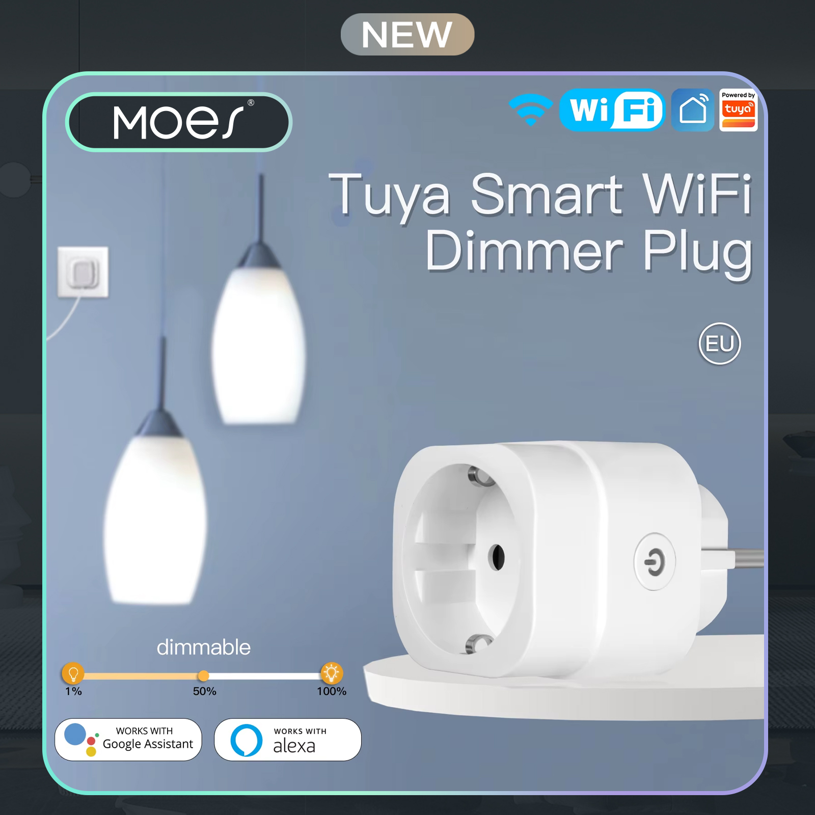 MOES Tuya WiFi Smart Plug Dimm - Smart Wall Socket reseña y precio